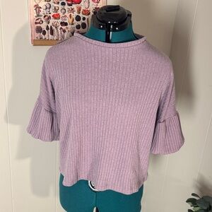 Tiny Willow Lavender Knit Sweater Top with Bell Sleeves